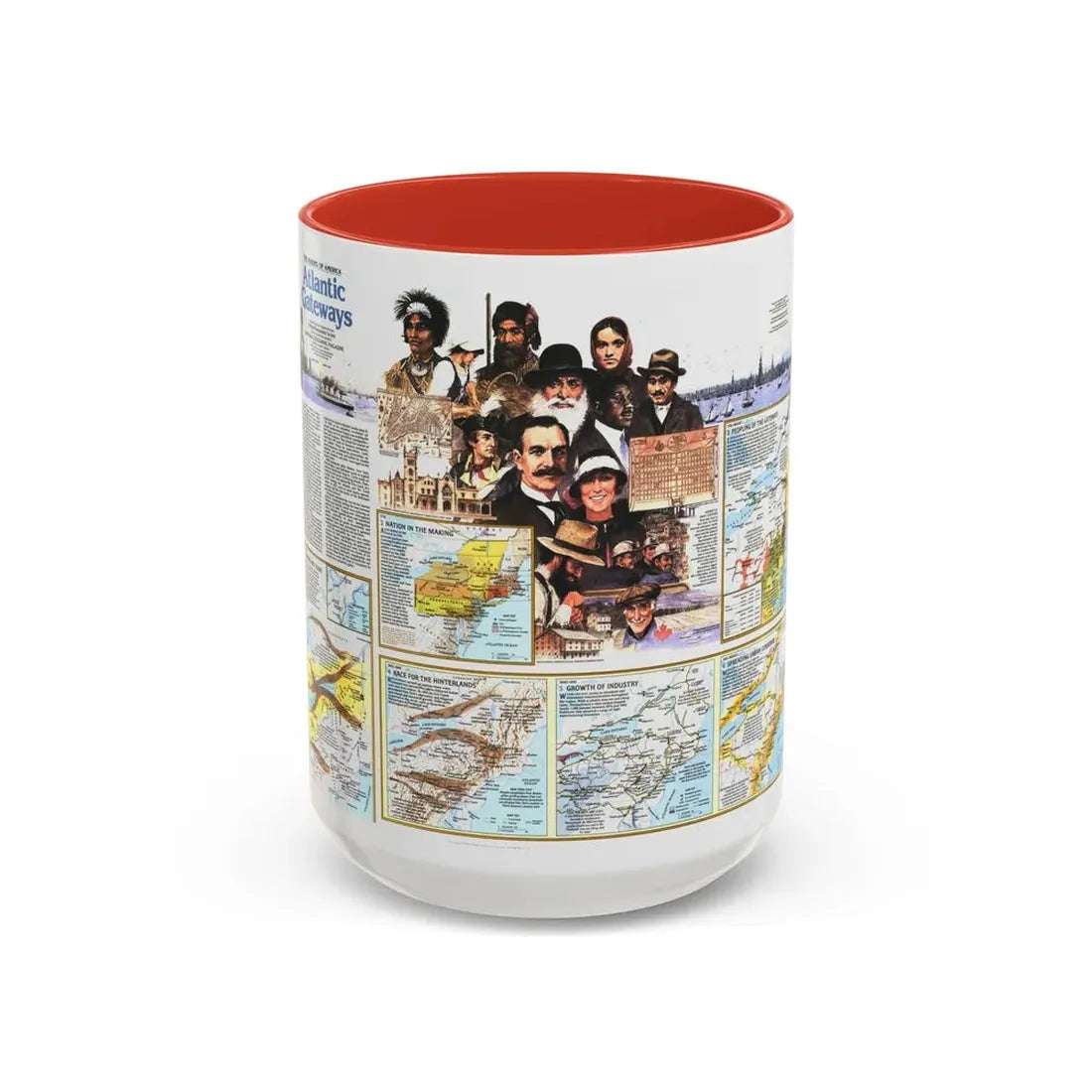 USA - Atlantic Gateways 2 (1983) (Map) Accent Coffee Mug 15oz Red - Go Mug Yourself