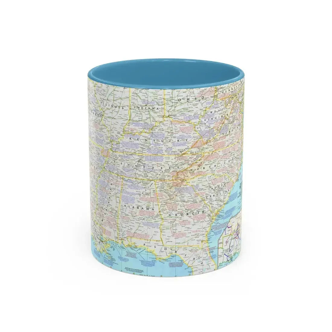 USA - Battlefields of the Civil War 1 (1961) (Map) Accent Coffee Mug 11oz Light Blue - Go Mug Yourself