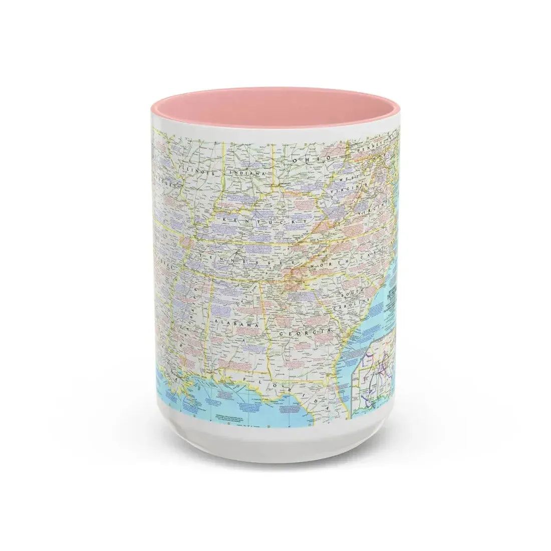 USA - Battlefields of the Civil War 1 (1961) (Map) Accent Coffee Mug 15oz Pink - Go Mug Yourself