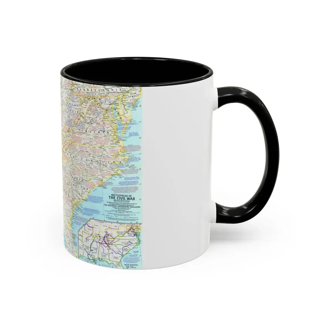 USA - Battlefields of the Civil War 1 (1961) (Map) Accent Coffee Mug - Go Mug Yourself