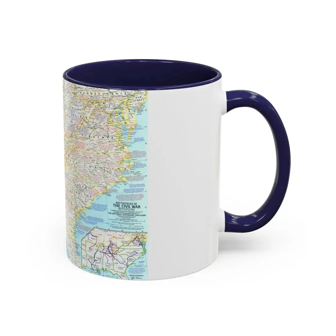 USA - Battlefields of the Civil War 1 (1961) (Map) Accent Coffee Mug - Go Mug Yourself
