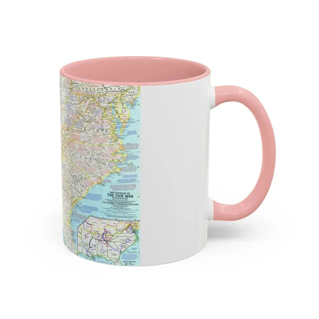 USA - Battlefields of the Civil War 1 (1961) (Map) Accent Coffee Mug - Go Mug Yourself