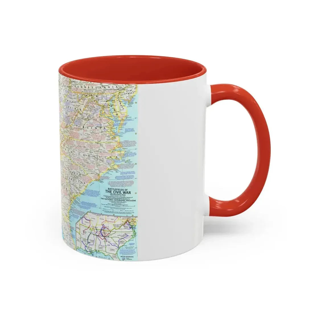 USA - Battlefields of the Civil War 1 (1961) (Map) Accent Coffee Mug - Go Mug Yourself