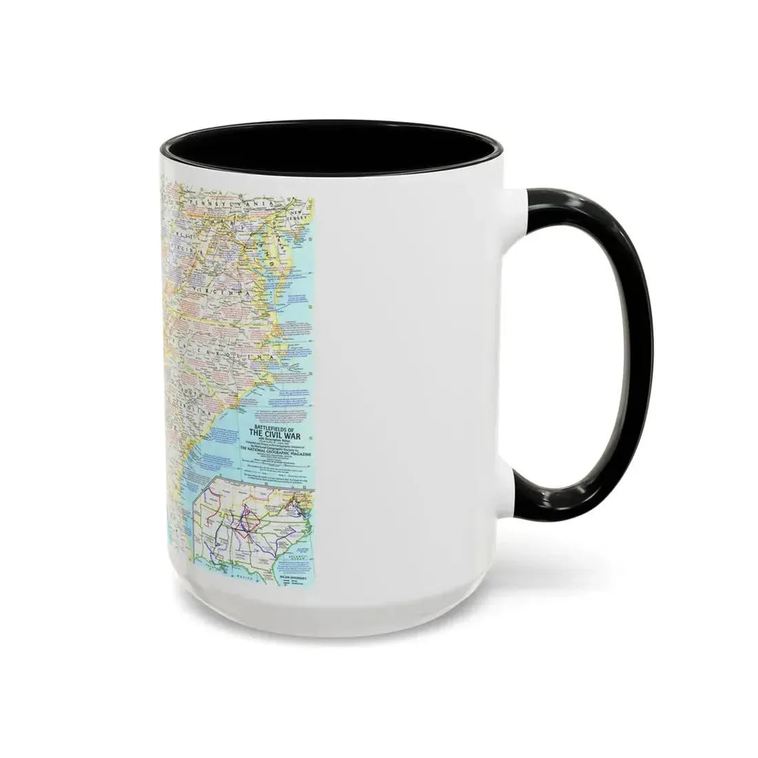 USA - Battlefields of the Civil War 1 (1961) (Map) Accent Coffee Mug - Go Mug Yourself