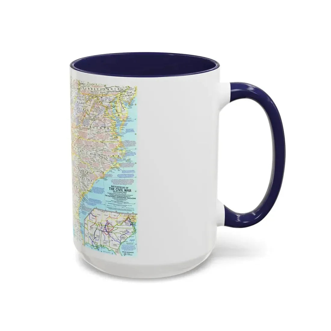 USA - Battlefields of the Civil War 1 (1961) (Map) Accent Coffee Mug - Go Mug Yourself