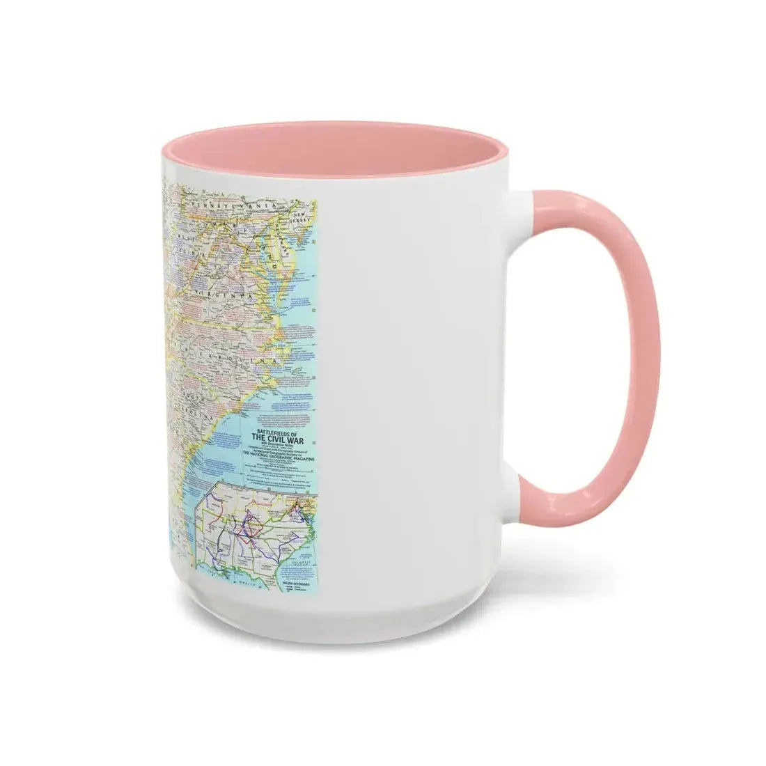 USA - Battlefields of the Civil War 1 (1961) (Map) Accent Coffee Mug - Go Mug Yourself