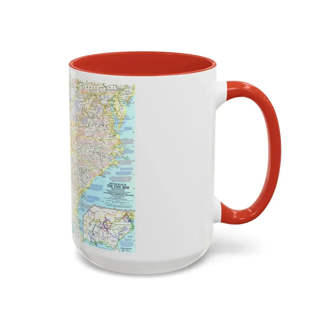 USA - Battlefields of the Civil War 1 (1961) (Map) Accent Coffee Mug - Go Mug Yourself