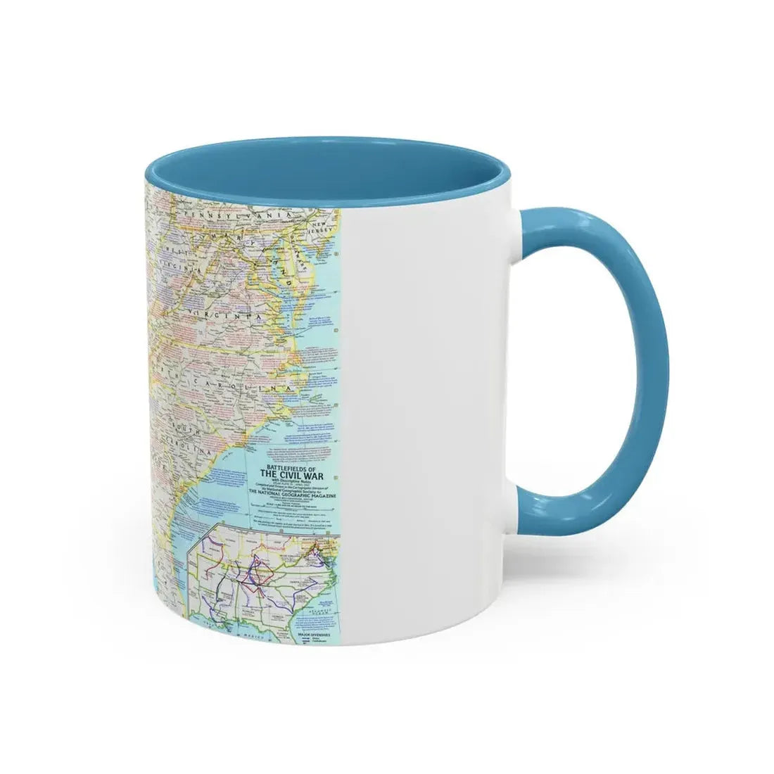 USA - Battlefields of the Civil War 1 (1961) (Map) Accent Coffee Mug - Go Mug Yourself