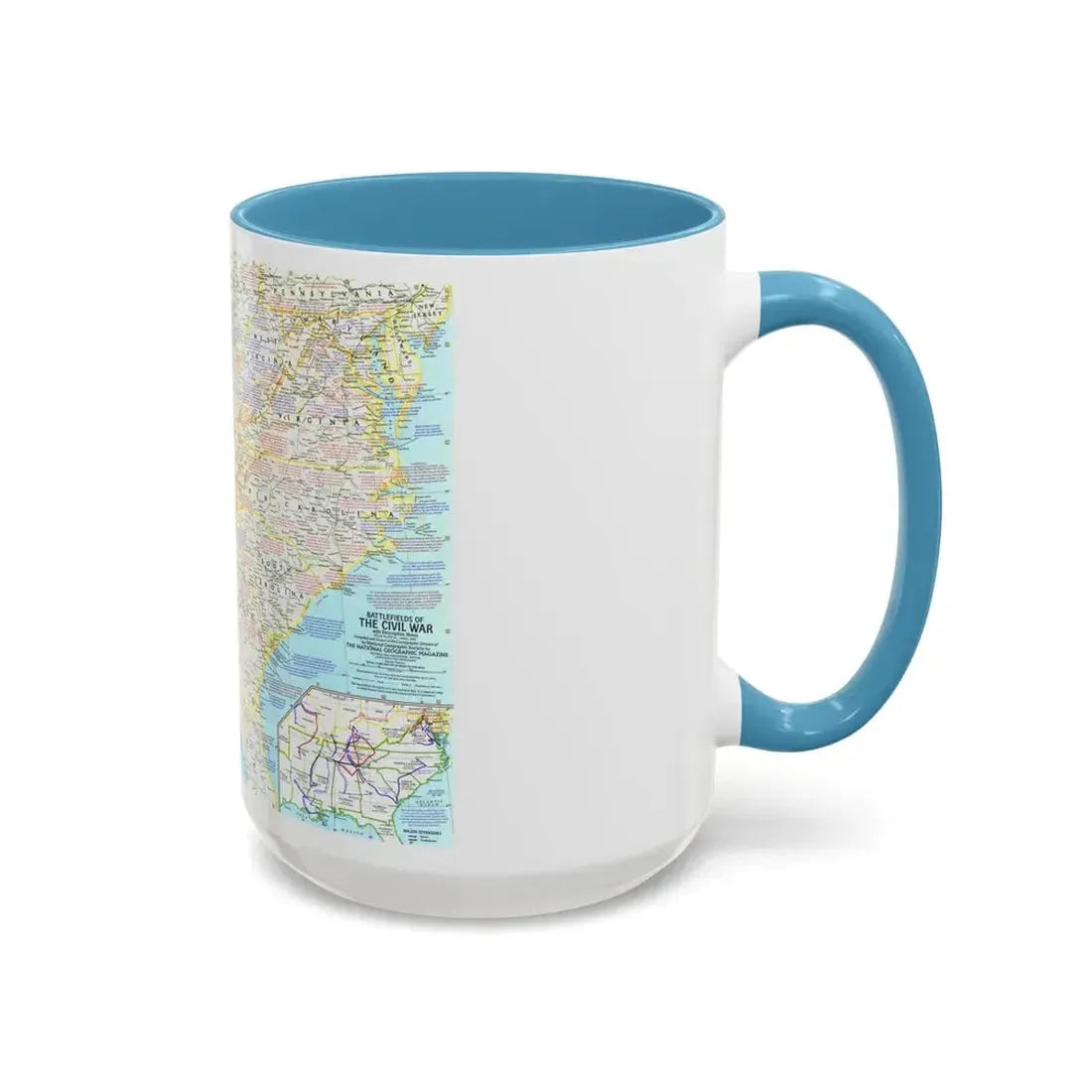 USA - Battlefields of the Civil War 1 (1961) (Map) Accent Coffee Mug - Go Mug Yourself
