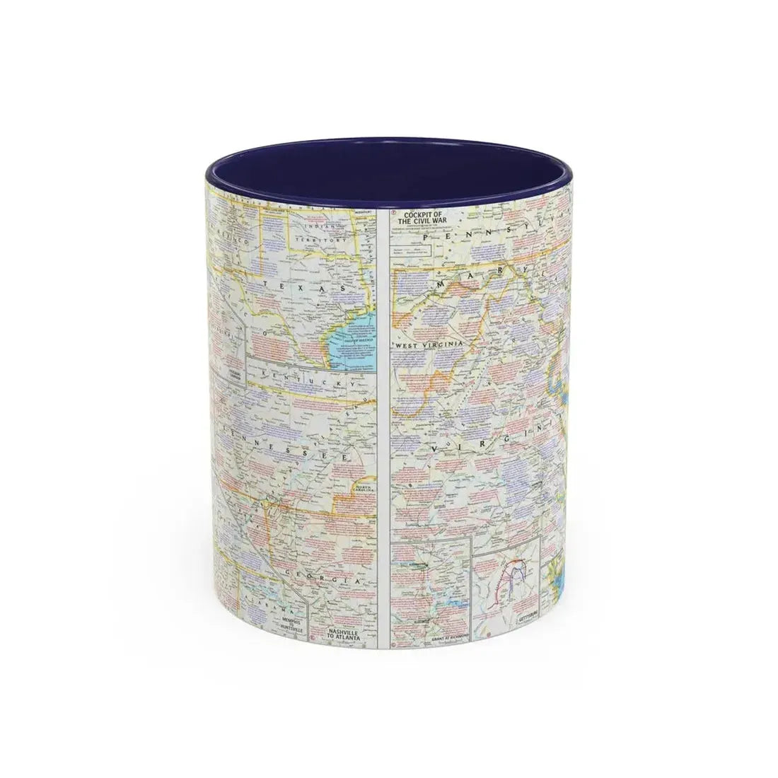 USA - Battlefields of the Civil War 2 (1961) (Map) Accent Coffee Mug 11oz Navy - Go Mug Yourself