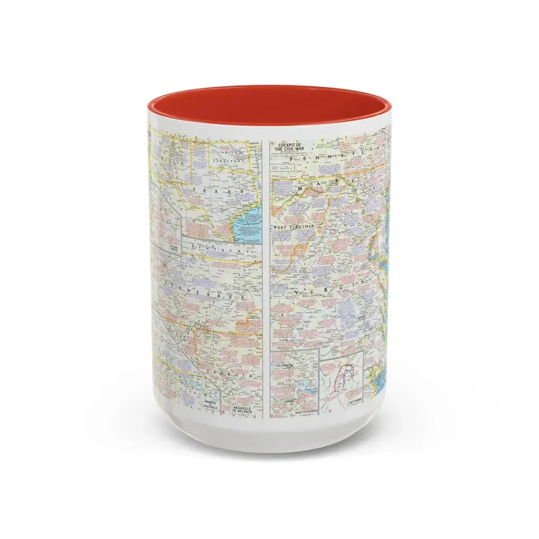 USA - Battlefields of the Civil War 2 (1961) (Map) Accent Coffee Mug 15oz Red - Go Mug Yourself