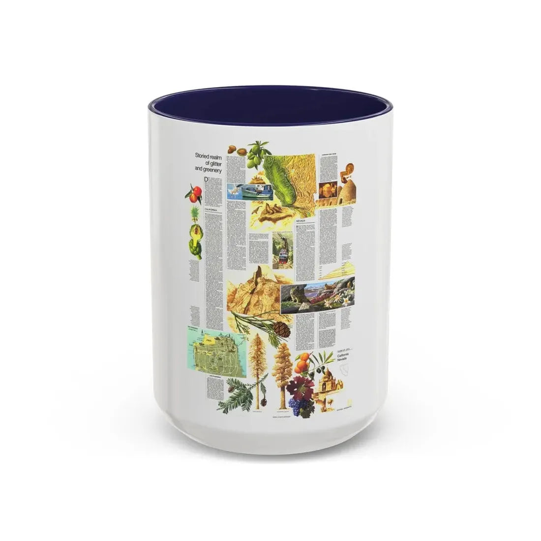 USA - California and Nevada 2 (1974) (Map) Accent Coffee Mug 15oz Navy - Go Mug Yourself
