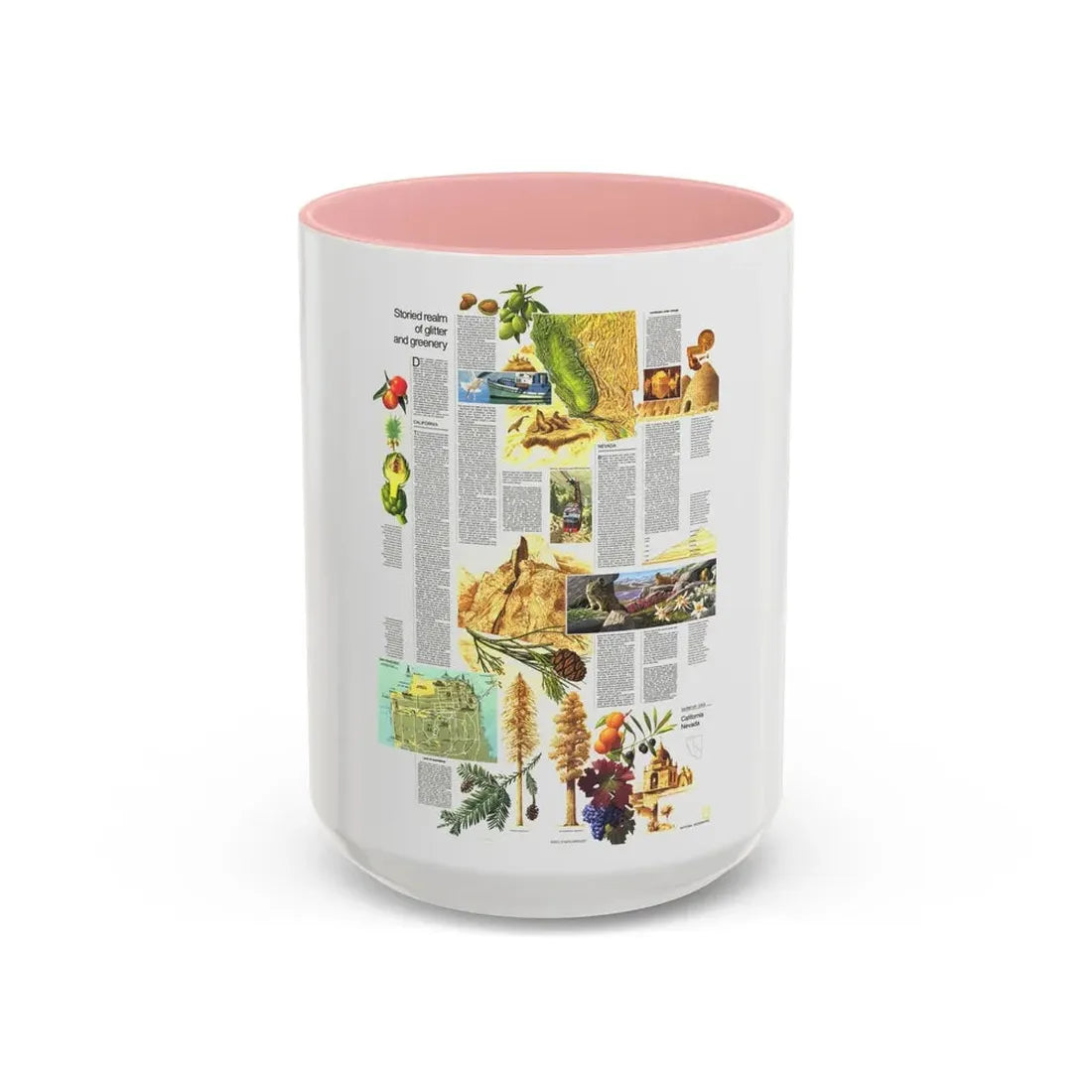 USA - California and Nevada 2 (1974) (Map) Accent Coffee Mug 15oz Pink - Go Mug Yourself