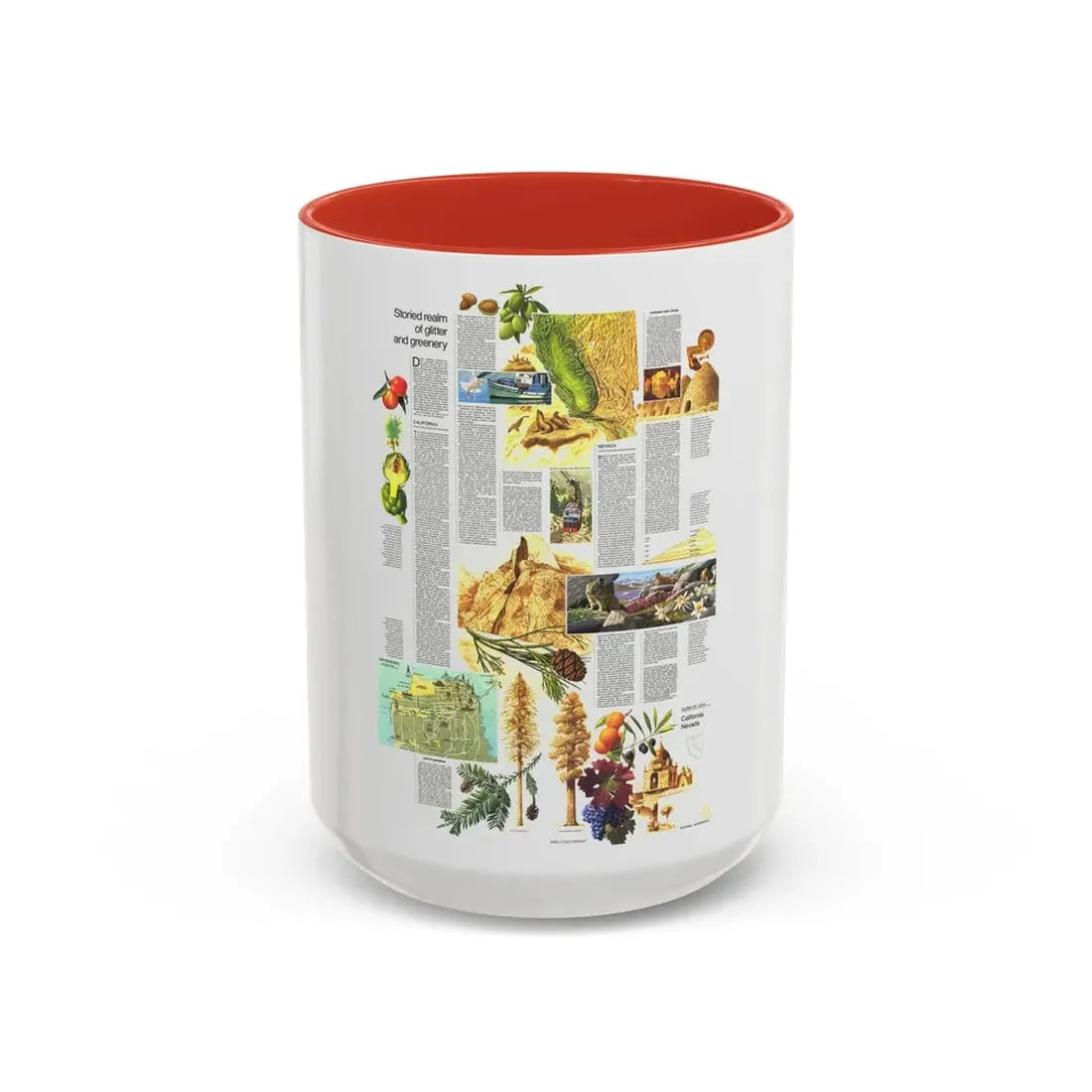 USA - California and Nevada 2 (1974) (Map) Accent Coffee Mug 15oz Red - Go Mug Yourself