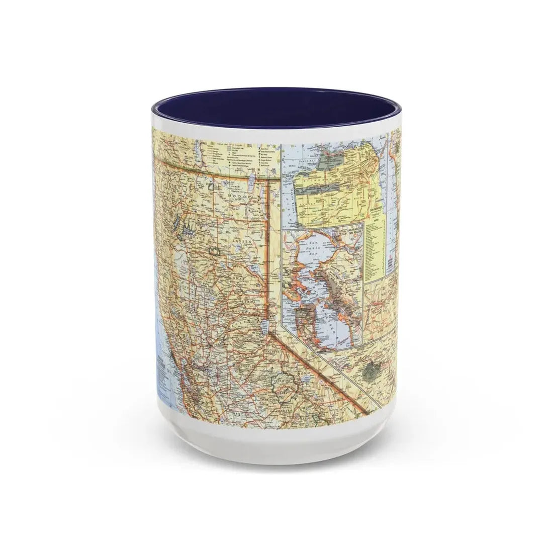 USA - California, Northern (1966) (Map) Accent Coffee Mug 15oz Navy - Go Mug Yourself