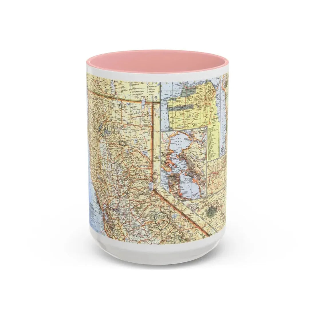 USA - California, Northern (1966) (Map) Accent Coffee Mug 15oz Pink - Go Mug Yourself