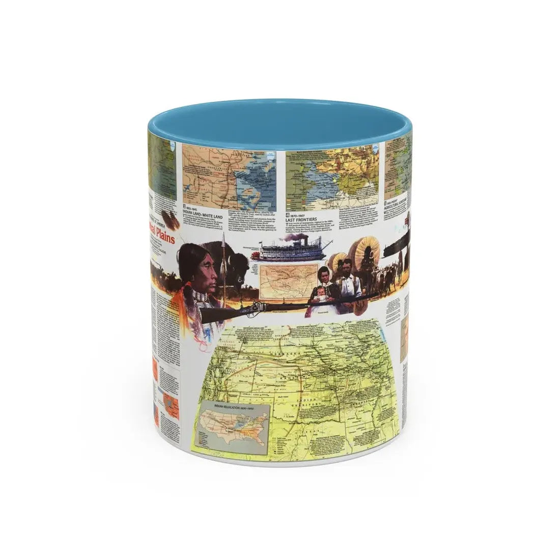USA - Central Plains 2 (1985) (Map) Accent Coffee Mug 11oz Light Blue - Go Mug Yourself