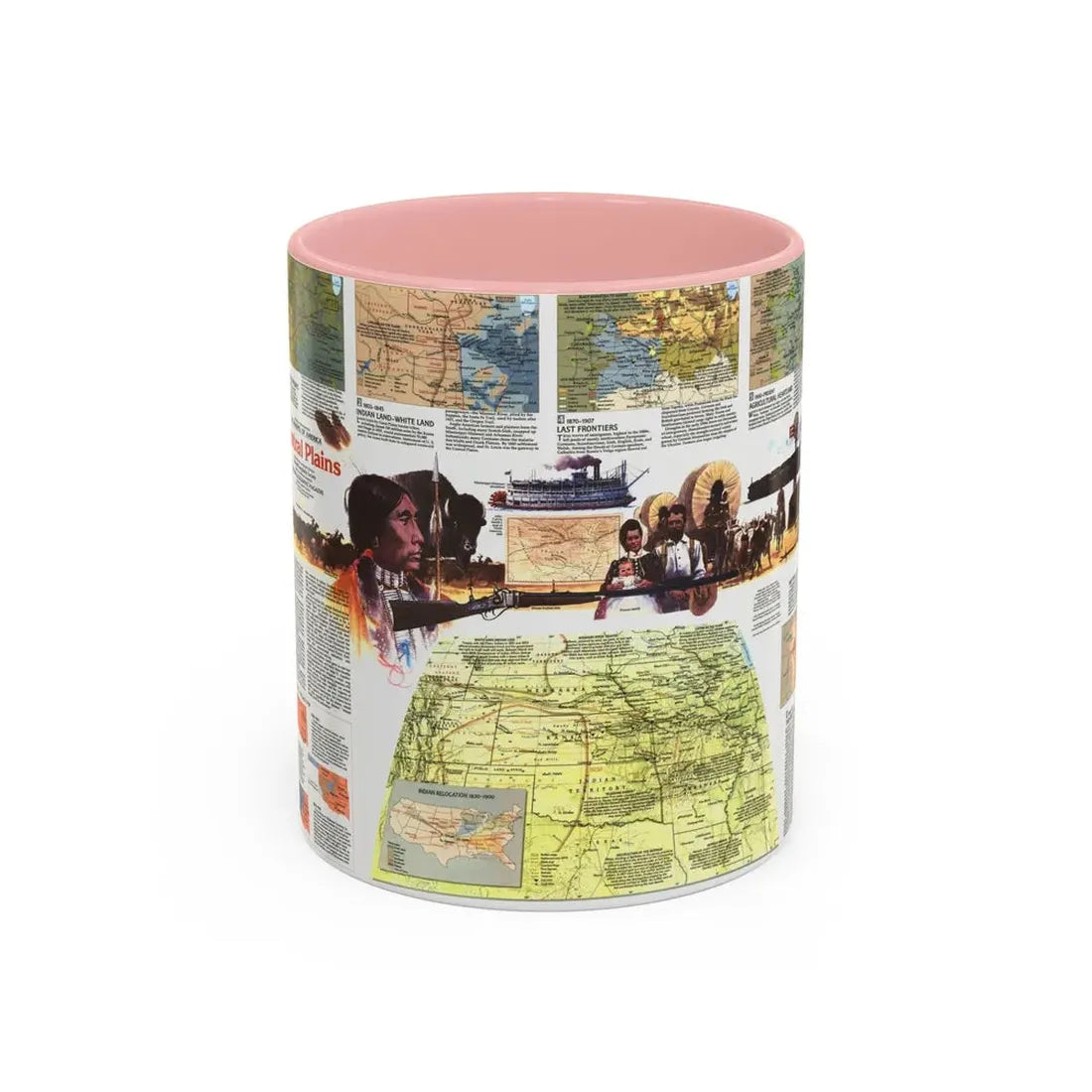 USA - Central Plains 2 (1985) (Map) Accent Coffee Mug 11oz Pink - Go Mug Yourself