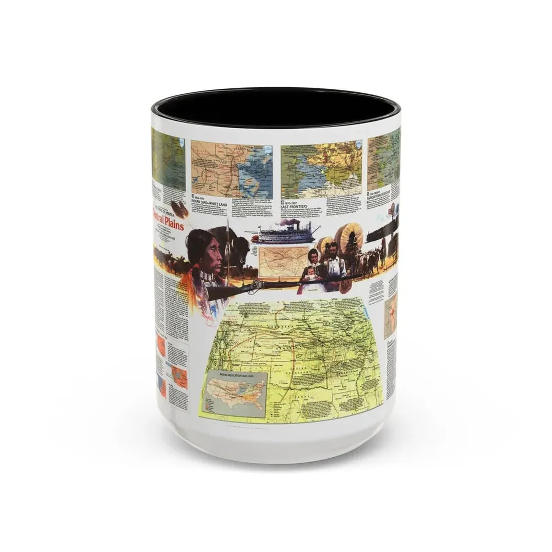 USA - Central Plains 2 (1985) (Map) Accent Coffee Mug 15oz Black - Go Mug Yourself