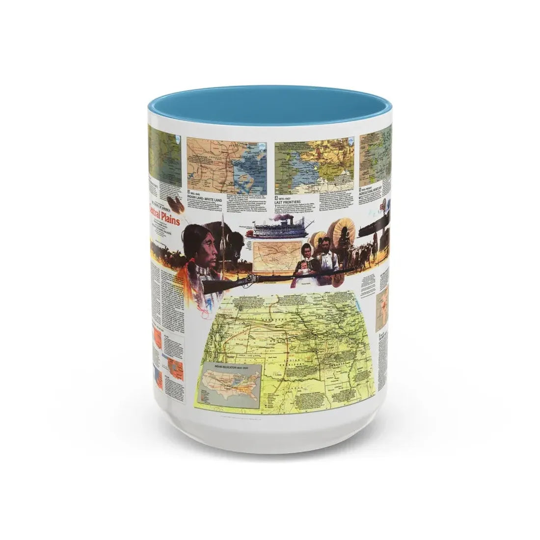 USA - Central Plains 2 (1985) (Map) Accent Coffee Mug 15oz Light Blue - Go Mug Yourself