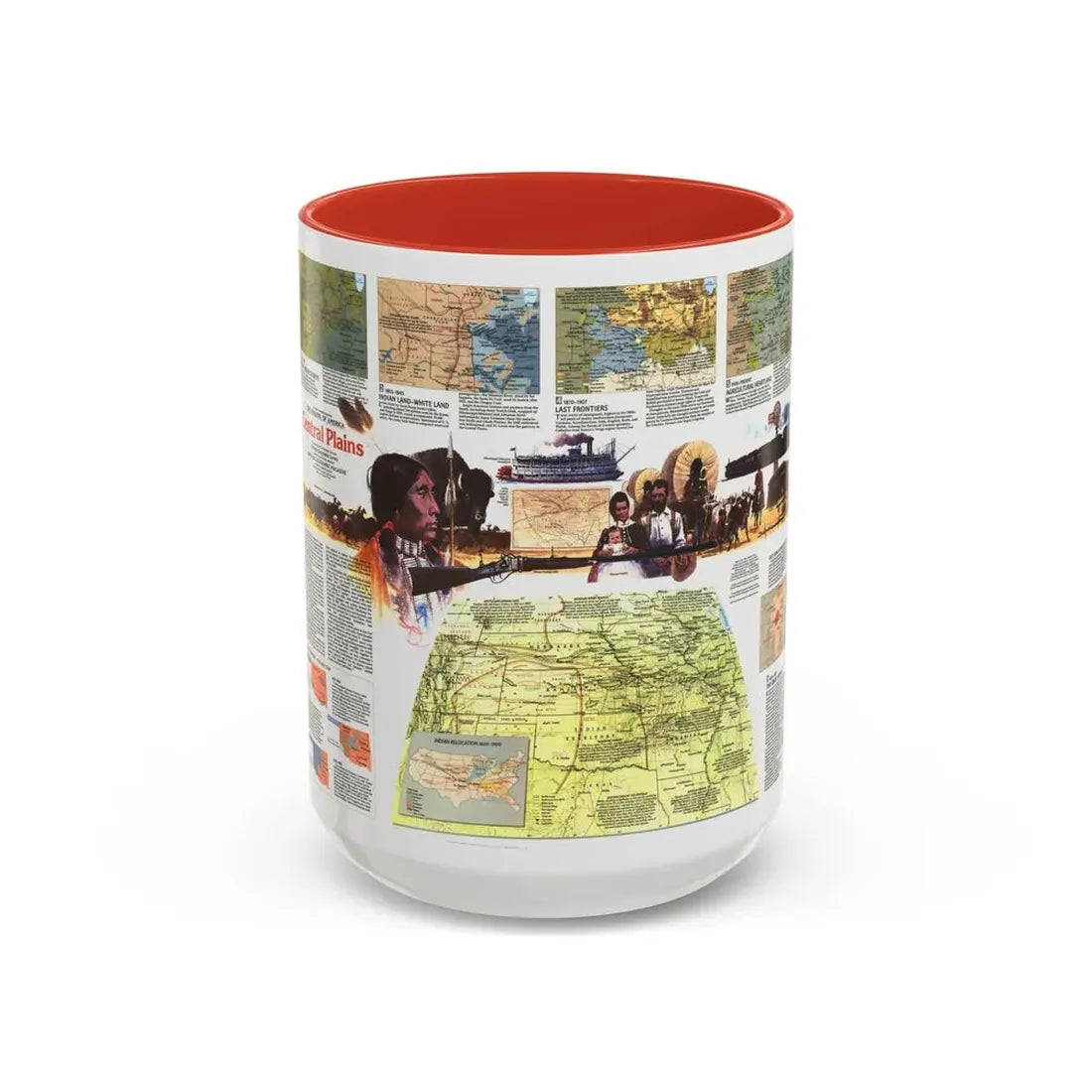 USA - Central Plains 2 (1985) (Map) Accent Coffee Mug 15oz Red - Go Mug Yourself