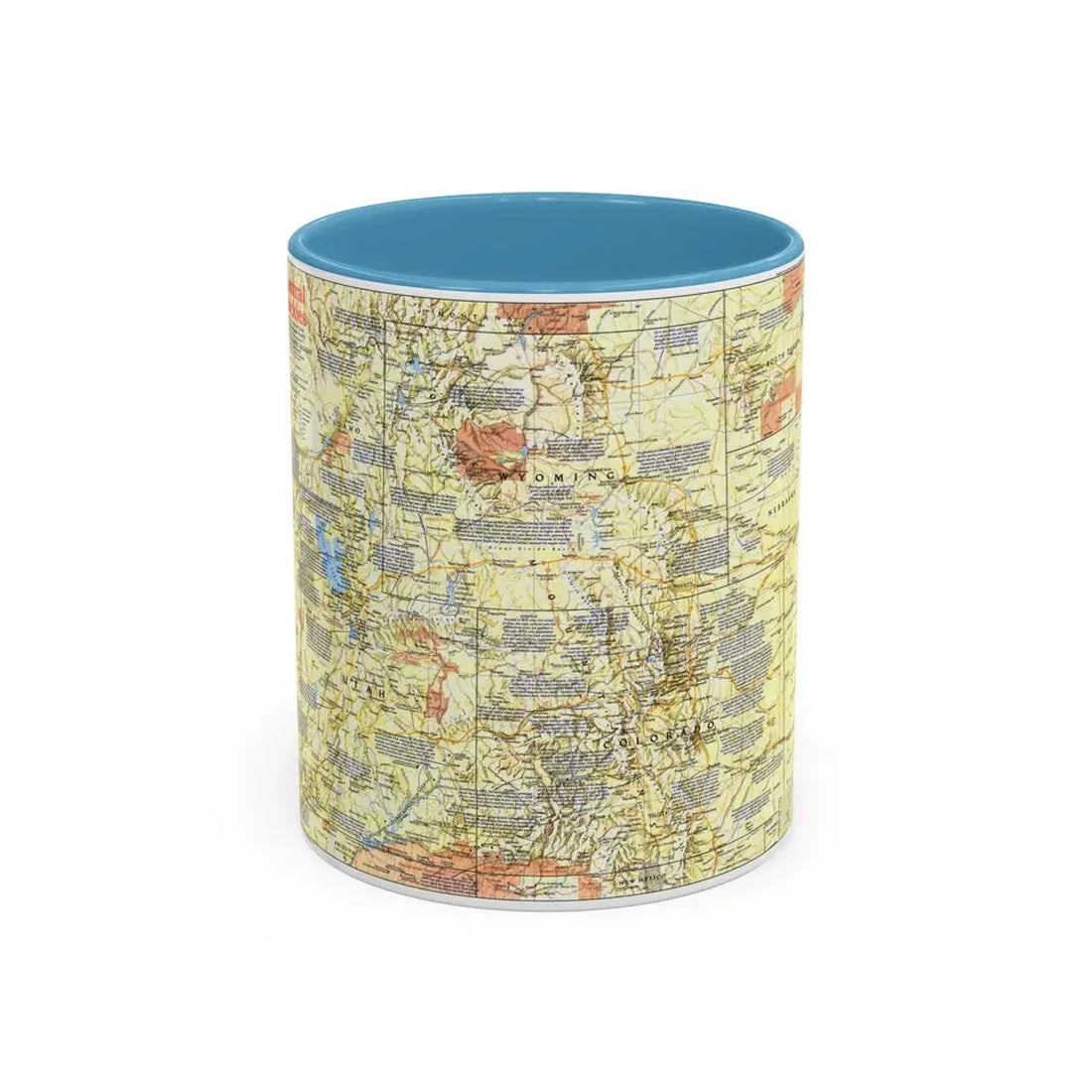 USA - Central Rockies 1 (1984) (Map) Accent Coffee Mug 11oz Light Blue - Go Mug Yourself