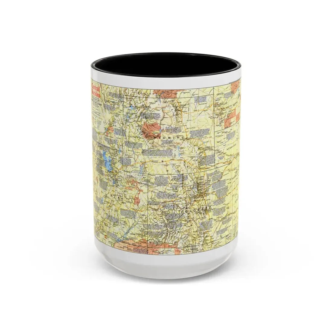 USA - Central Rockies 1 (1984) (Map) Accent Coffee Mug 15oz Black - Go Mug Yourself