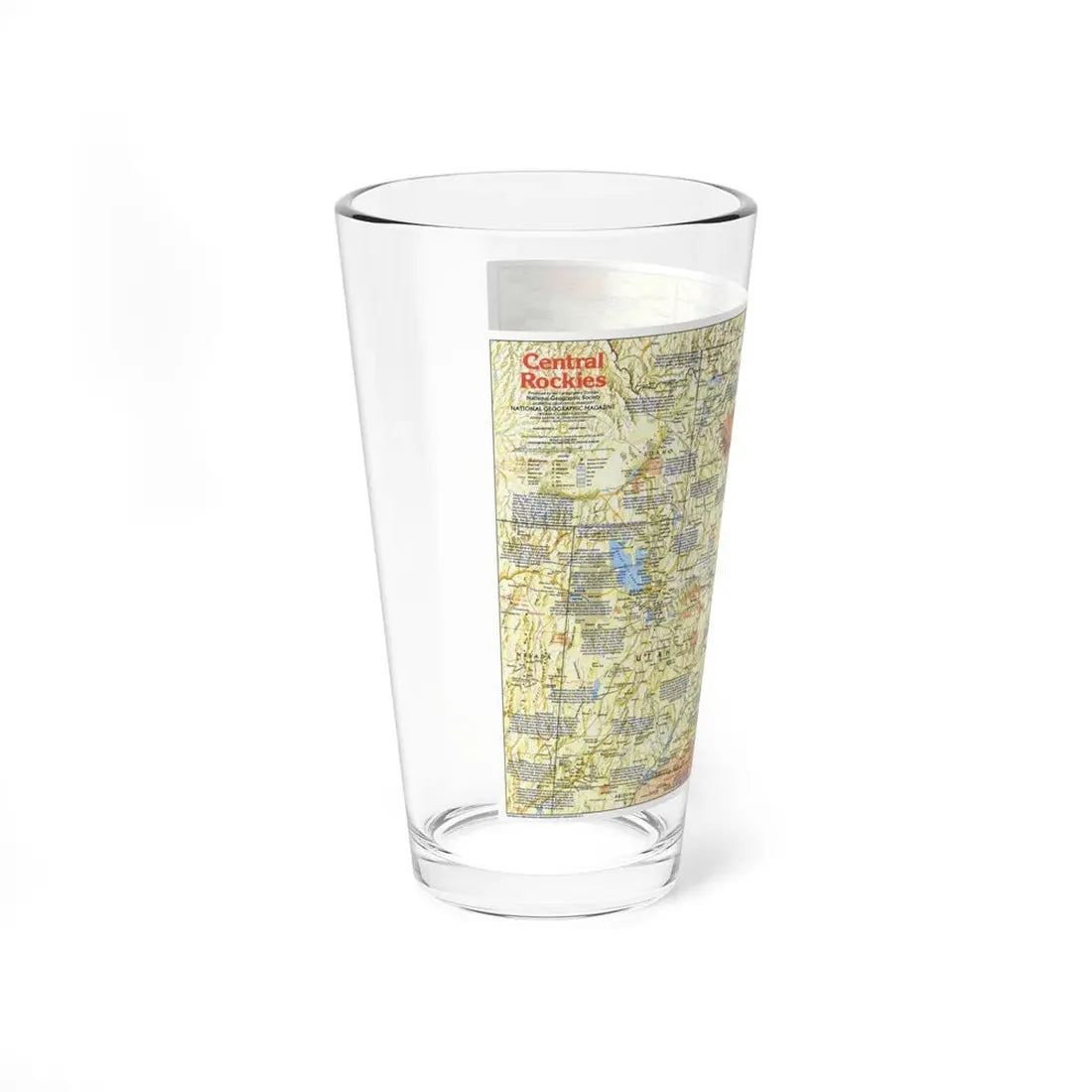 USA - Central Rockies 1 (1984) (Map) Pint Glass 16oz - Go Mug Yourself