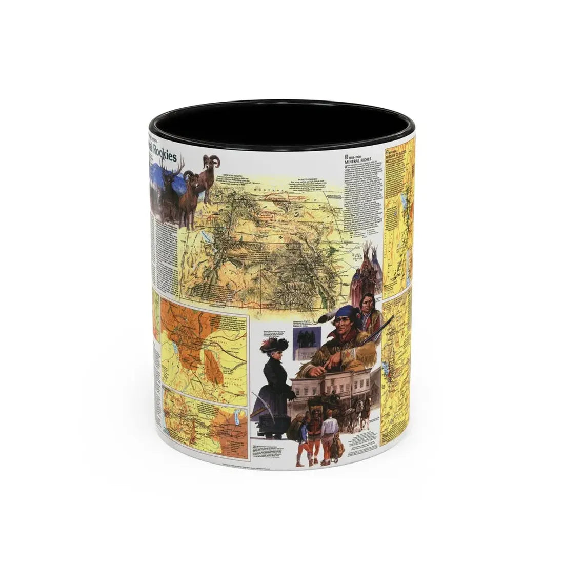 USA - Central Rockies 2 (1984) (Map) Accent Coffee Mug 11oz Black - Go Mug Yourself