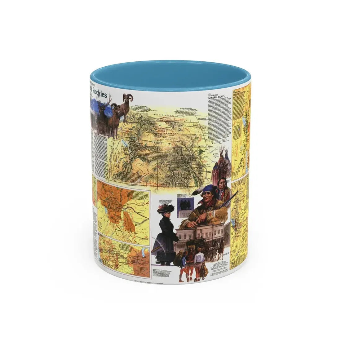 USA - Central Rockies 2 (1984) (Map) Accent Coffee Mug 11oz Light Blue - Go Mug Yourself