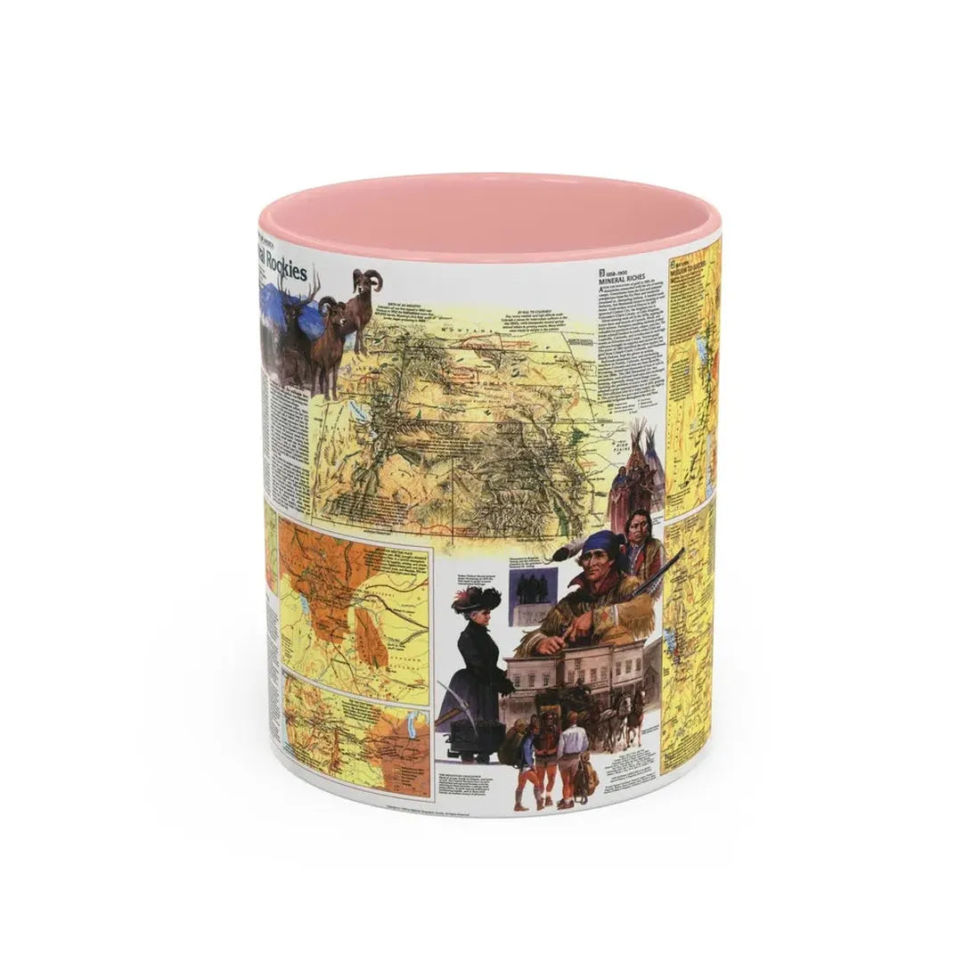 USA - Central Rockies 2 (1984) (Map) Accent Coffee Mug 11oz Pink - Go Mug Yourself