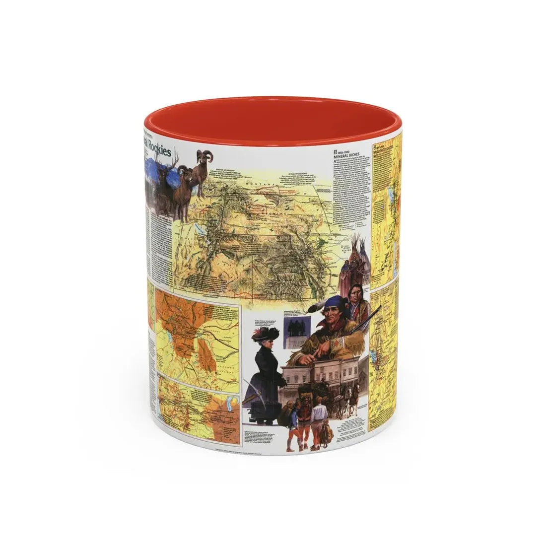 USA - Central Rockies 2 (1984) (Map) Accent Coffee Mug 11oz Red - Go Mug Yourself