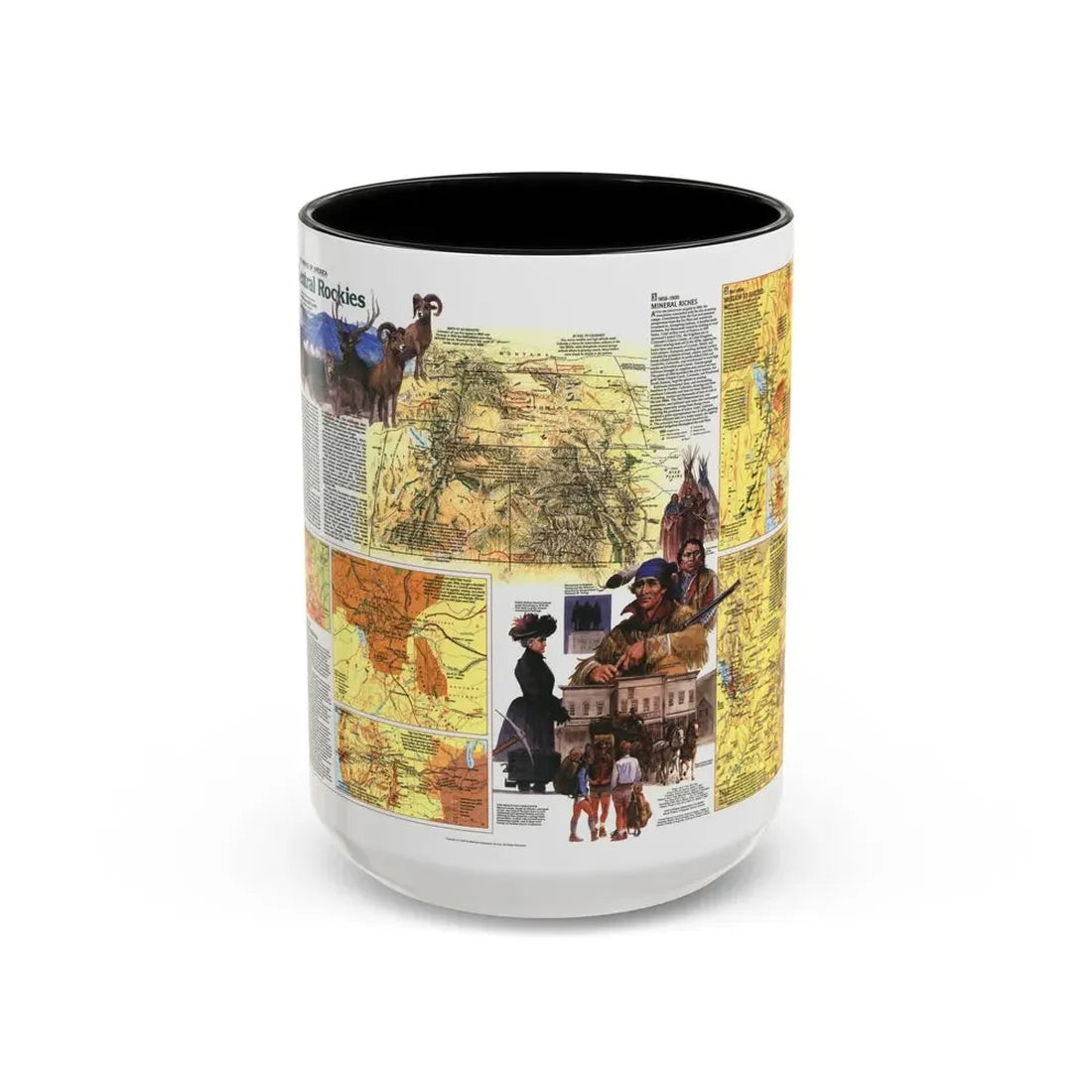 USA - Central Rockies 2 (1984) (Map) Accent Coffee Mug 15oz Black - Go Mug Yourself