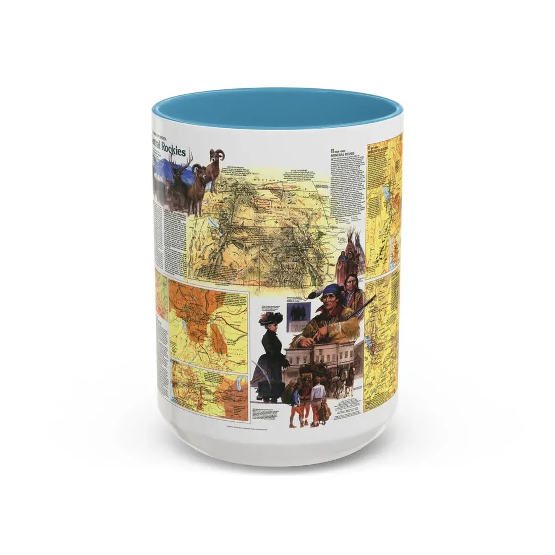 USA - Central Rockies 2 (1984) (Map) Accent Coffee Mug 15oz Light Blue - Go Mug Yourself