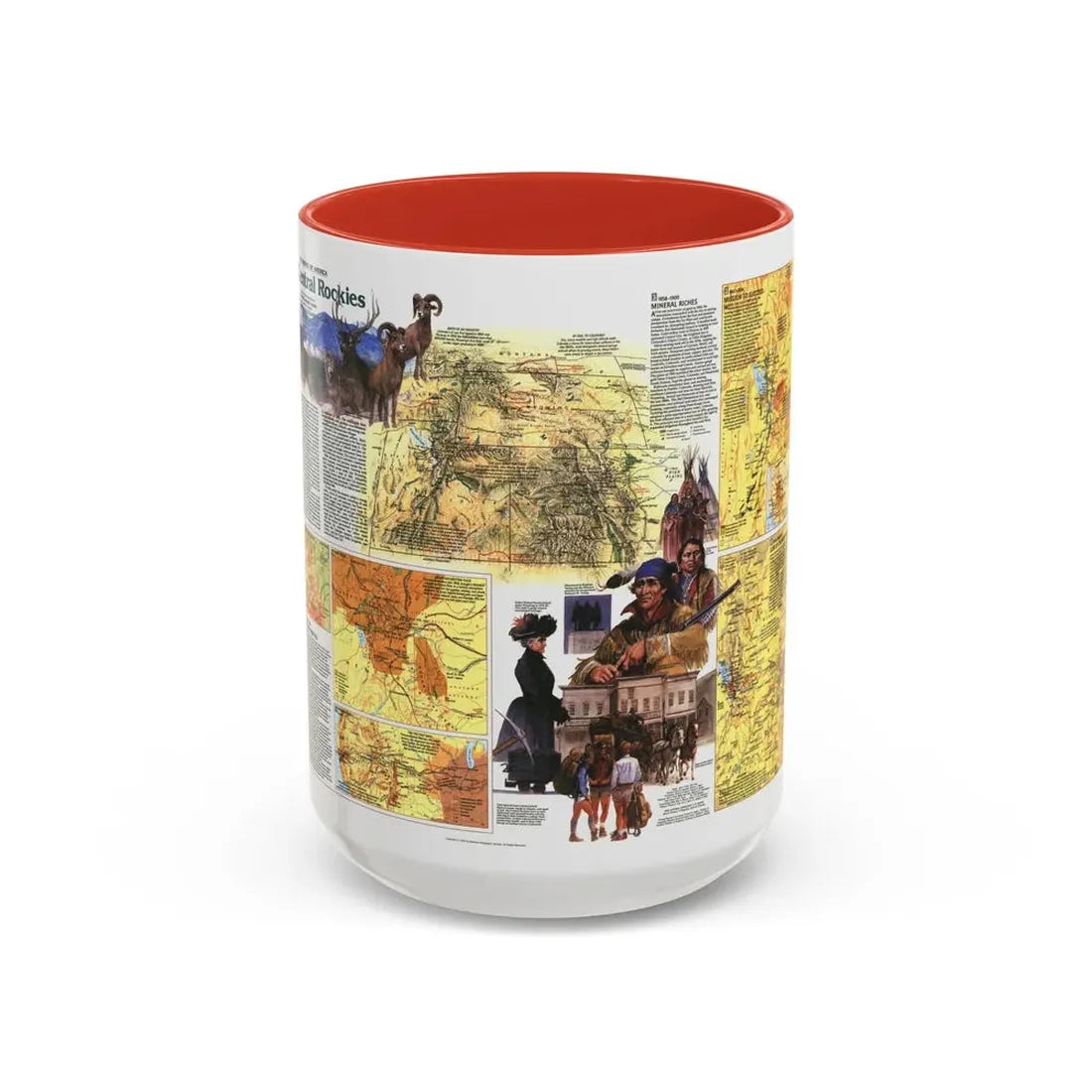 USA - Central Rockies 2 (1984) (Map) Accent Coffee Mug 15oz Red - Go Mug Yourself