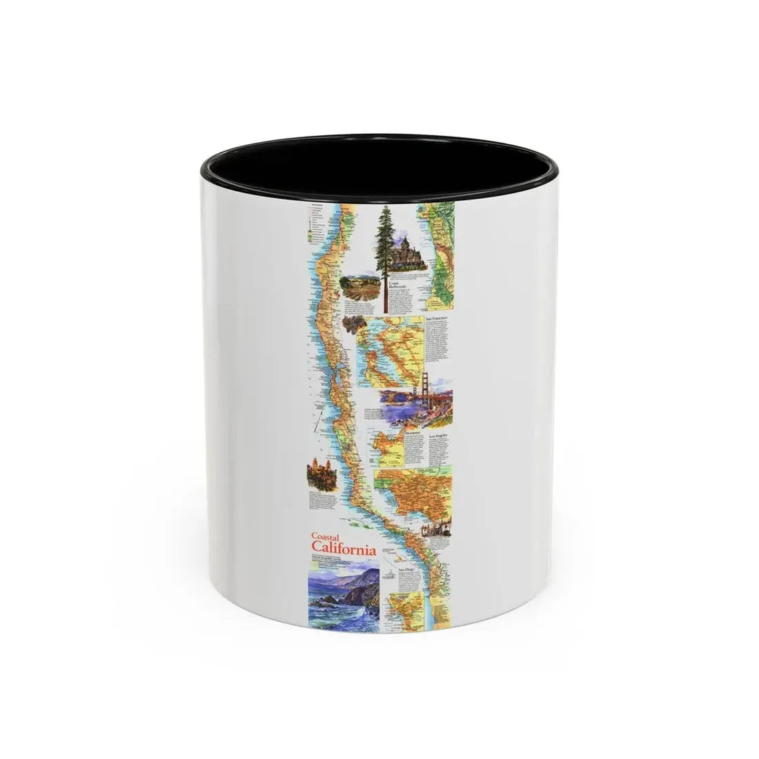 USA - Coastal California (1993) (Map) Accent Coffee Mug 11oz Black - Go Mug Yourself