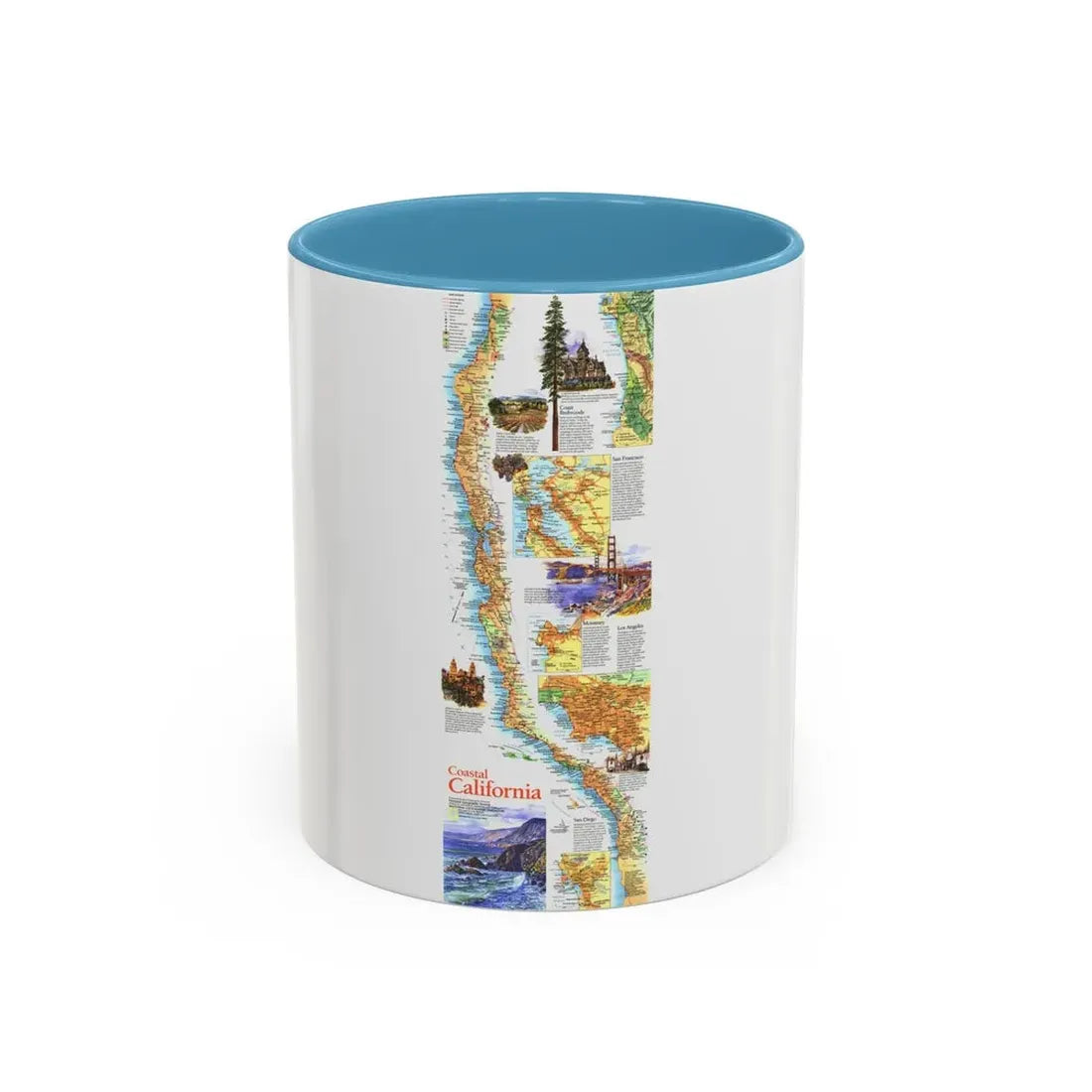USA - Coastal California (1993) (Map) Accent Coffee Mug 11oz Light Blue - Go Mug Yourself