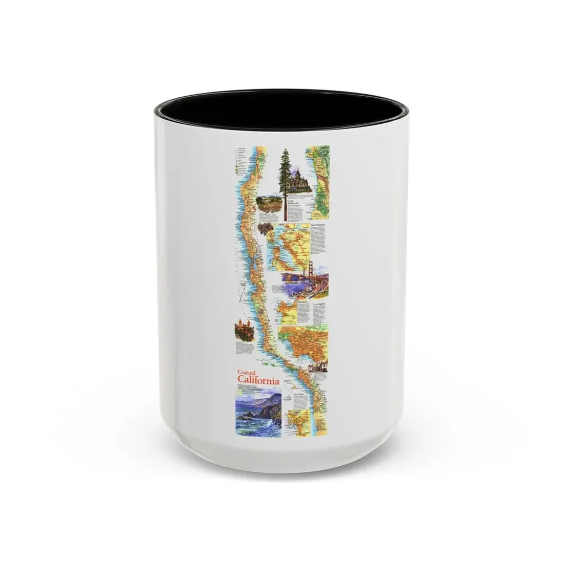 USA - Coastal California (1993) (Map) Accent Coffee Mug 15oz Black - Go Mug Yourself