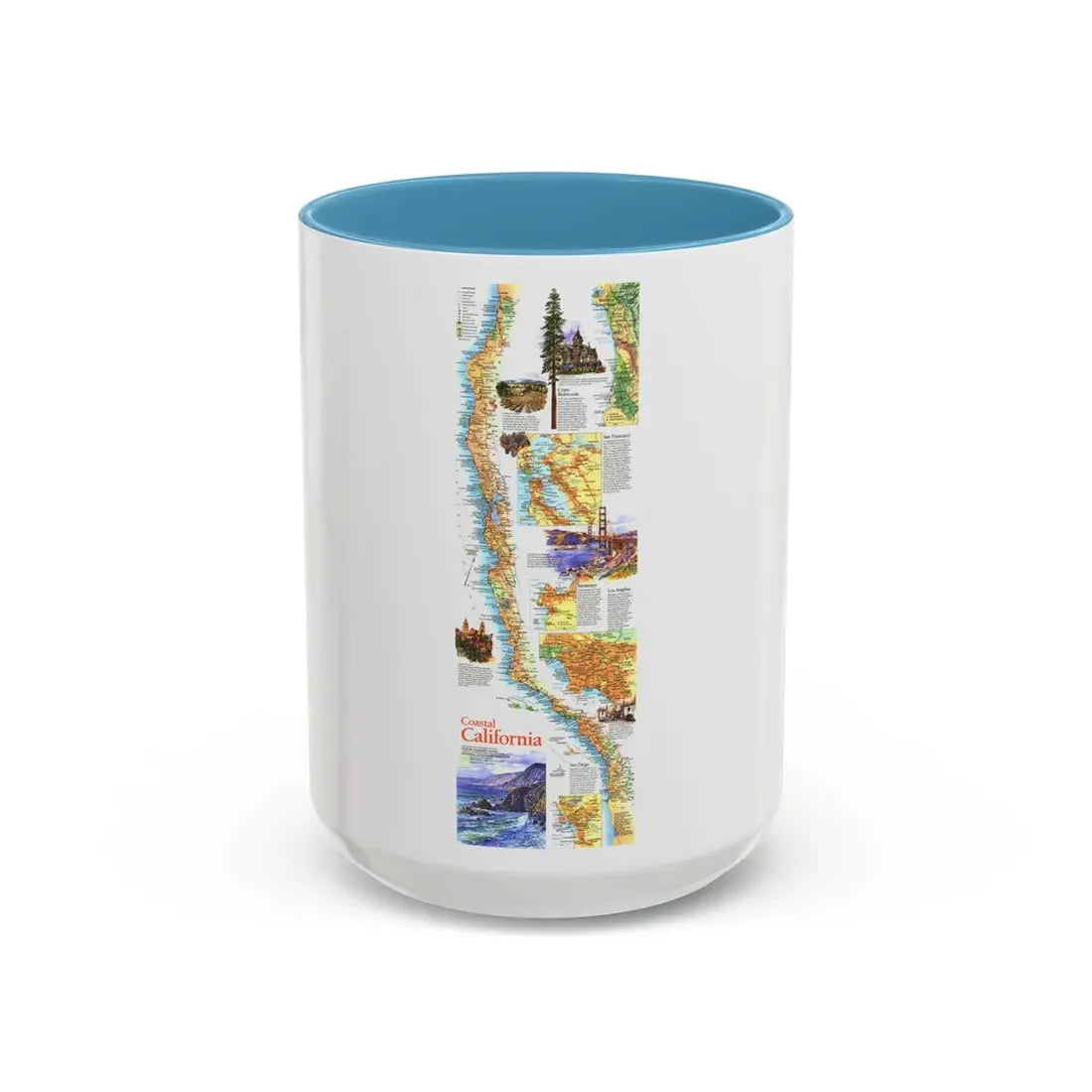 USA - Coastal California (1993) (Map) Accent Coffee Mug 15oz Light Blue - Go Mug Yourself