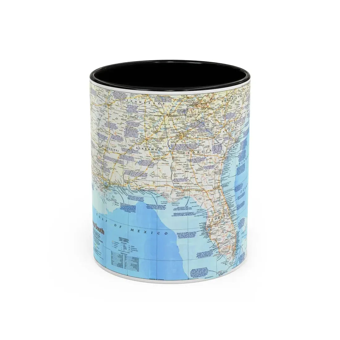 USA - Deep South 1 (1983) (Map) Accent Coffee Mug 11oz Black - Go Mug Yourself