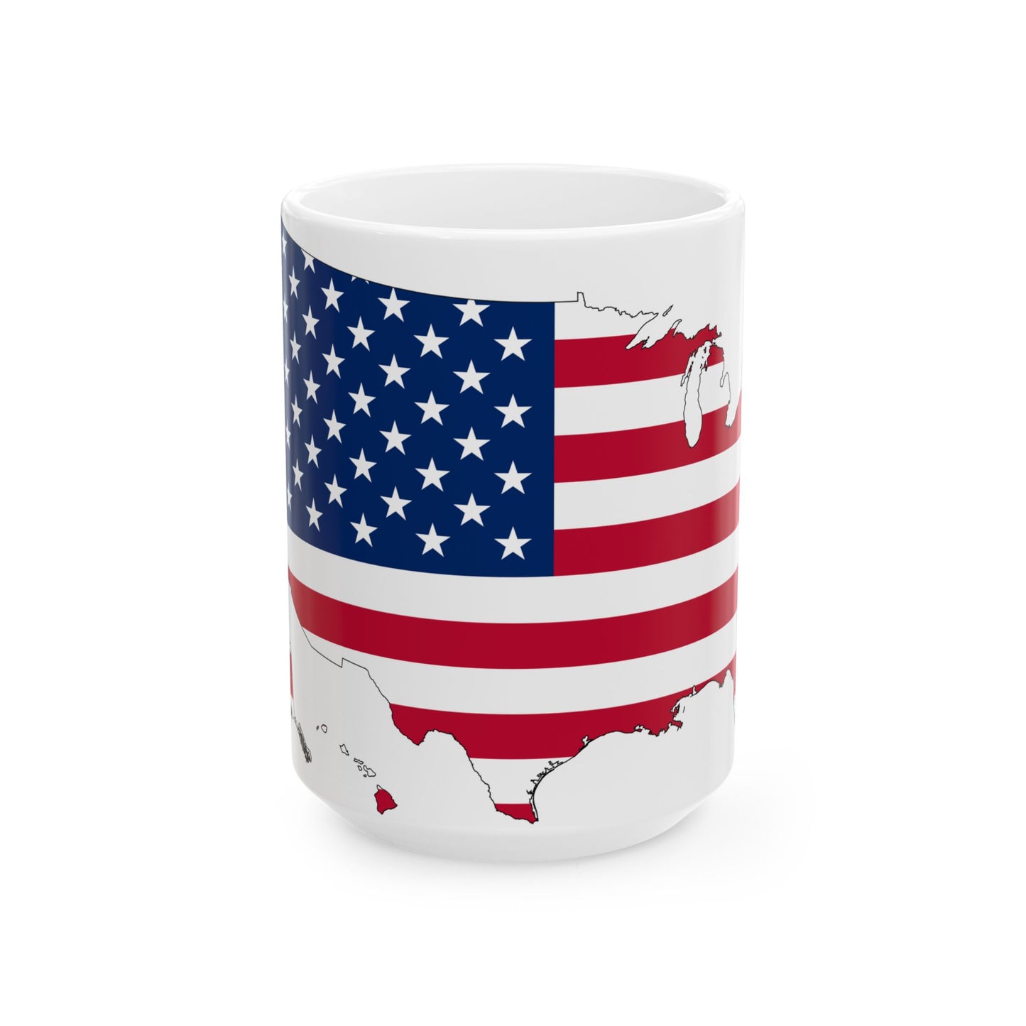 USA Flag Map (United States) White Coffee Mug-15oz-Go Mug Yourself
