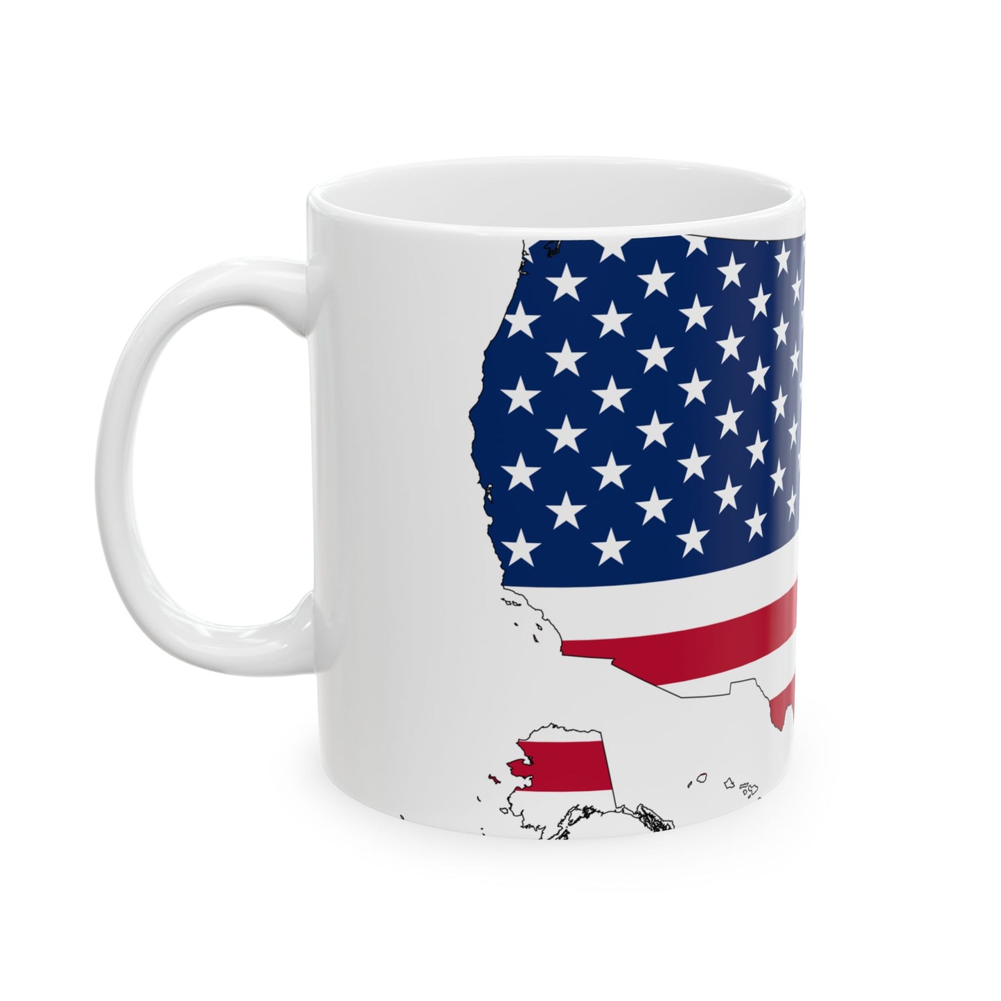 USA Flag Map (United States) White Coffee Mug-Go Mug Yourself