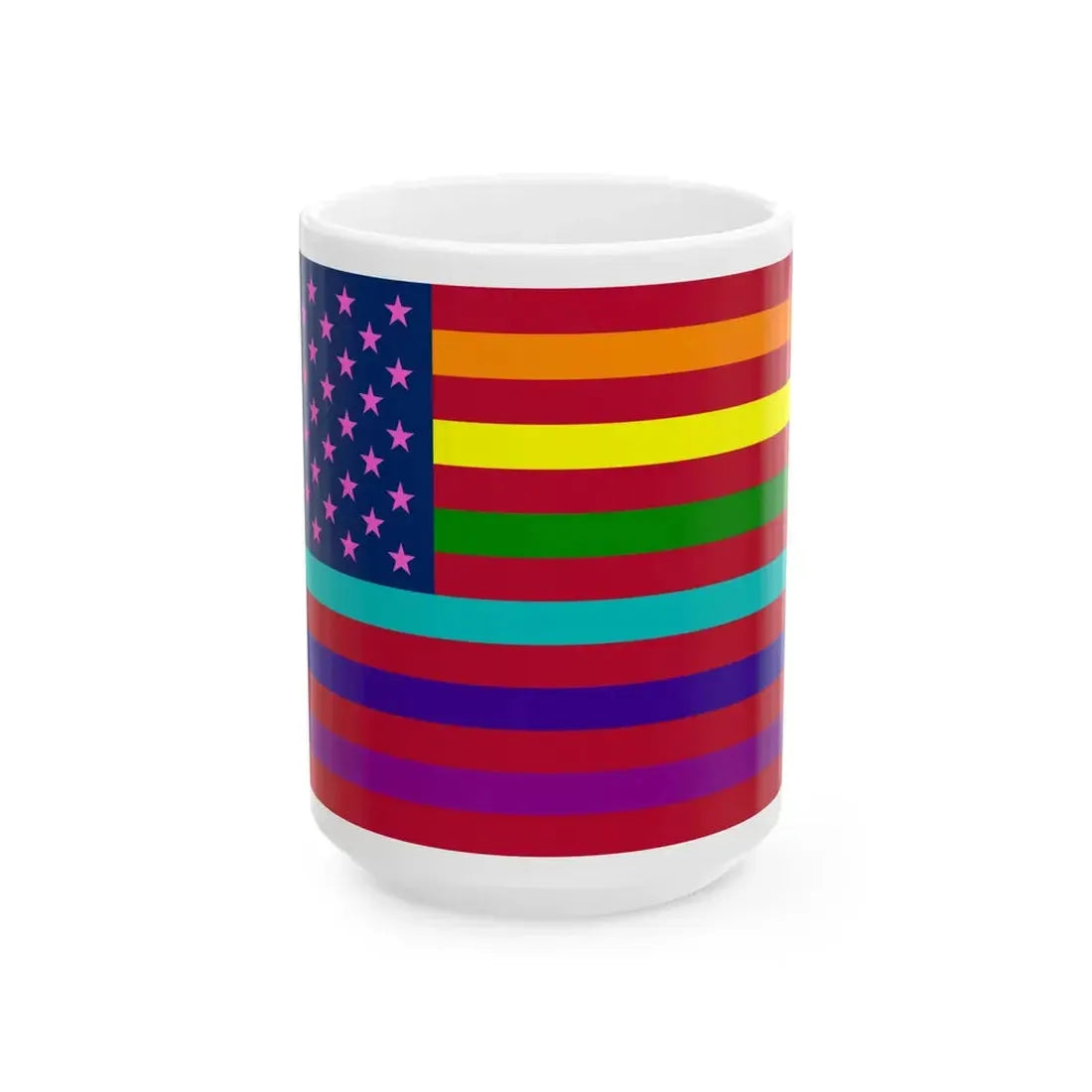 USA Gay flag (United States) White Coffee Mug 15oz - Go Mug Yourself