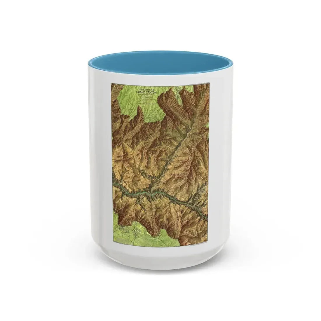 USA - Grand Canyon National Park, Arizona (1978) (Map) Accent Coffee Mug 15oz Light Blue - Go Mug Yourself