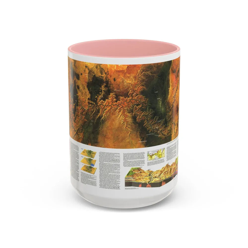 USA - Grand Canyon of the Colorado (1978) (Map) Accent Coffee Mug 15oz Pink - Go Mug Yourself