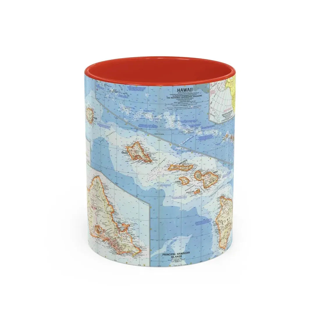 USA - Hawaii (1960) (Map) Accent Coffee Mug 11oz Red - Go Mug Yourself