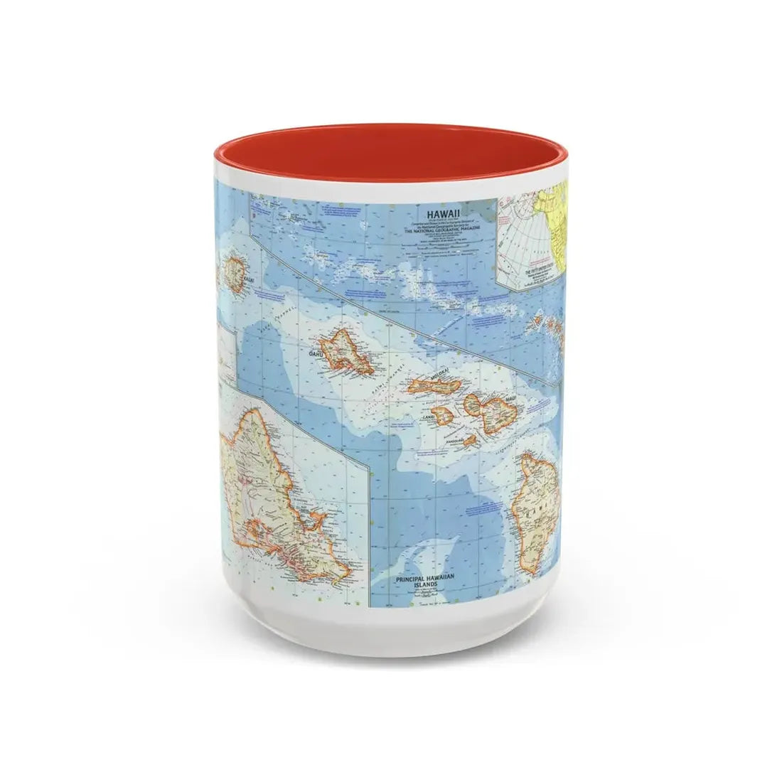 USA - Hawaii (1960) (Map) Accent Coffee Mug 15oz Red - Go Mug Yourself