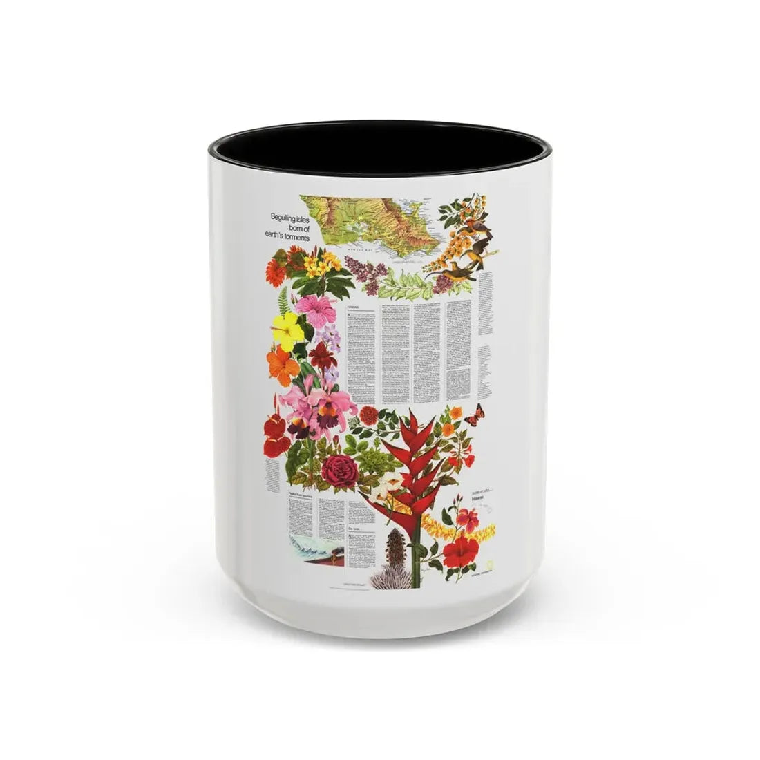 USA - Hawaii, Beguiling Isles (1976) (Map) Accent Coffee Mug 15oz Black - Go Mug Yourself