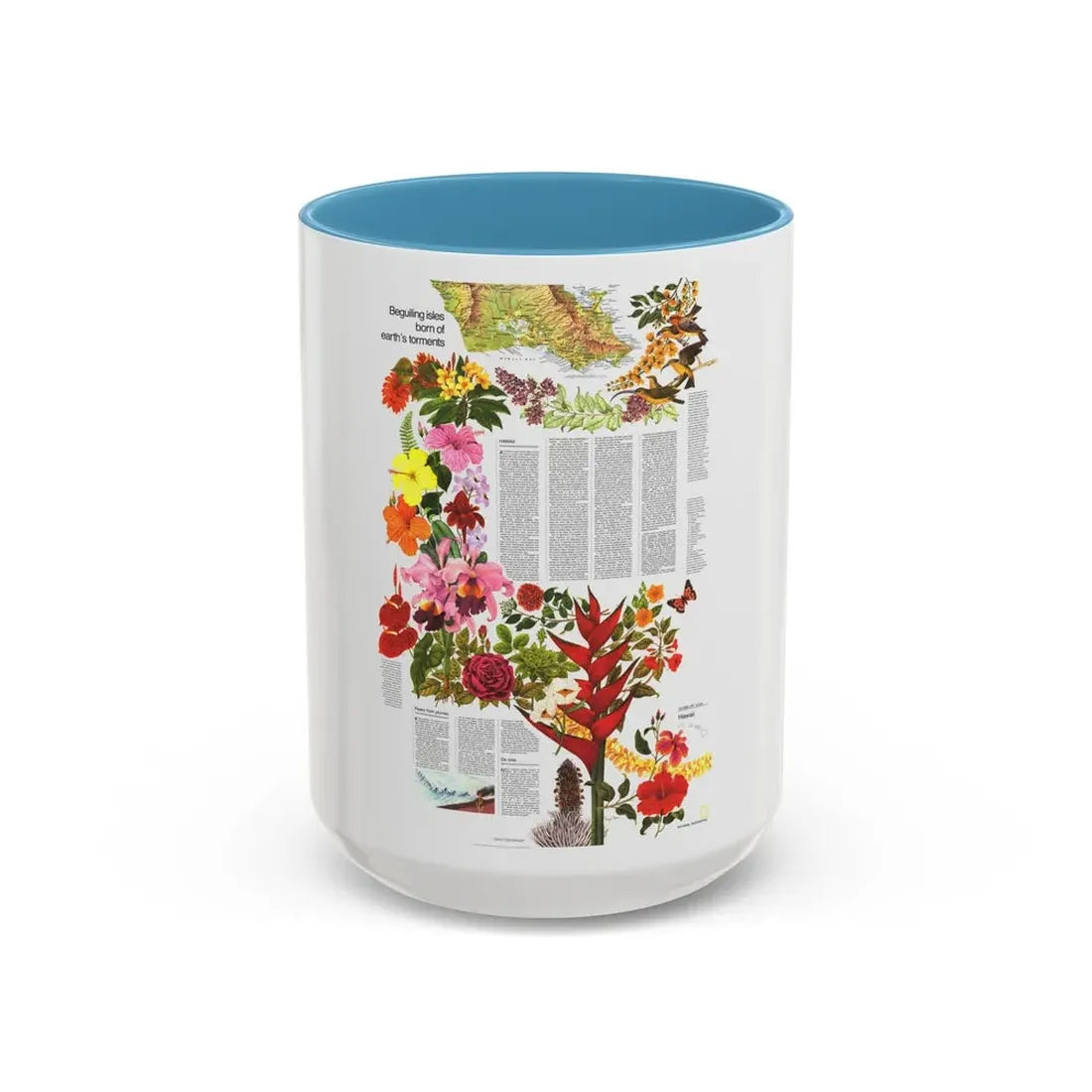 USA - Hawaii, Beguiling Isles (1976) (Map) Accent Coffee Mug 15oz Light Blue - Go Mug Yourself
