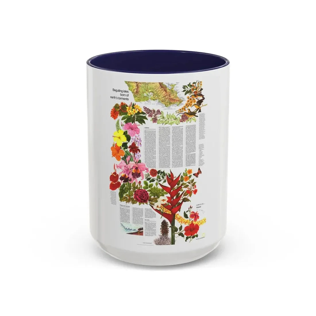 USA - Hawaii, Beguiling Isles (1976) (Map) Accent Coffee Mug 15oz Navy - Go Mug Yourself
